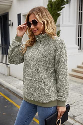 VIISHOW ženski dugi rukavi prekrivač kaputa kornjača kosih gumba vrata runa pulover kaputa majice su nadmašene s džepom