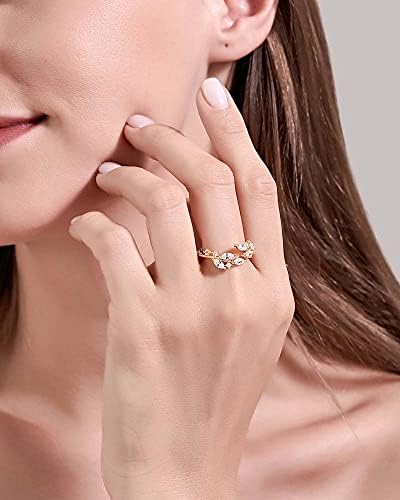 RGWTGKYH Dvostruki listovi zamotanih prstenova za žene djevojke Dainty cirkon prstenovi Podesivi hipoalergeni