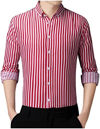ZDDO muške prugaste košulje dugi rukavi Korejski stil Slim Fit Business Business Casual Shirt Gumb Down Opušteni ovratnik
