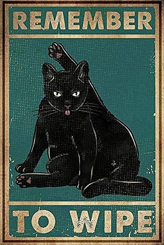 Vintage limen potpis kave mačke tisak ne zaboravite obrisati crnu mačku metal plakat ljubavi mačke metal plakat mačje metal
