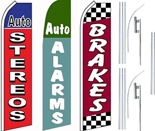 Usluge auto trgovine Super Flag 3 Pack & Pole-AUTO Stereo-AUTO Alarm Alarm kočnice