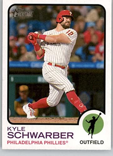 2022 Topps Heritage Visoki broj 722 Kyle Schwarber SP Kratki tisak Philadelphia Phillies MLB Trading Card