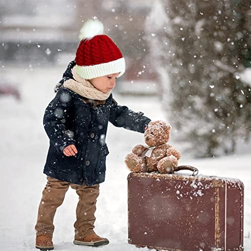 Crveni božićni pleteni šešir za bebe Xmas Elf Pleteni topli dječji kaputi kašik Slatka šešir za novorođenčad s pom pom za