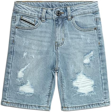 KidsCool Space Boys Ljetni traper kratke hlače, razbarušeni mekani elastični bend unutar pola jean hlača