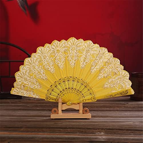 Jeusdf retro sklopivi ručni ventilator plastični zlatni prah zanatska zabava kineski stil plesna krpa preklopni ventilator