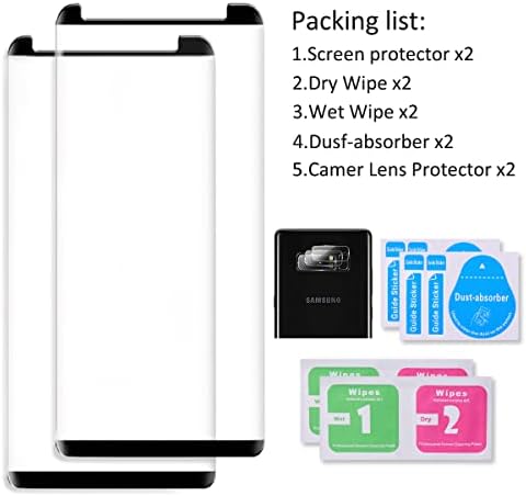 Zaštitna folija za ekran Galaxy Note 8 【Pakiranje 2 + 2】 Sa zaštitnim filmom za leća, npr. na fotoaparatu, jednostavna instalacija