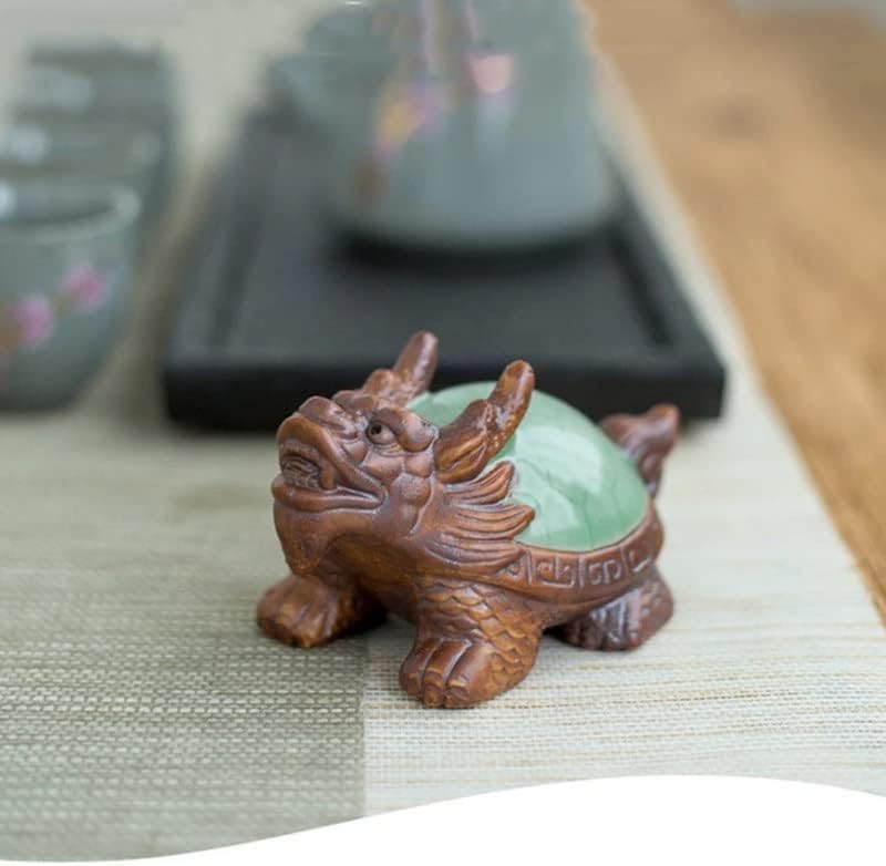 Zsqaw ru kiln Dragon Turtle čaj ukras za kućne ljubimce Keramička status životinja fengshui ukrasi ručno izrađeni čaj set