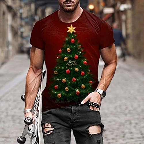 ZDDO božićne muške majice Vojnici kratki rukavi vrhovi 3d Xmas Snowflake Stablo Print Party Grafički vitki mišićni mišićni