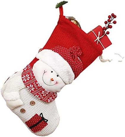 EX2DR2 Božićne velike čarape karirane s plišanom manžetom čarapama za dekor poklon vrećica