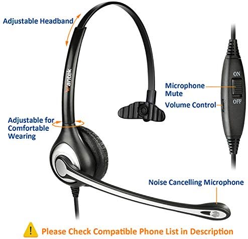 Slušalice za telefonske telefone s otkazivanjem buke mikrofona, telefonske slušalice 2,5 mm Jacke Rad za Panasonic AT&T ML17929