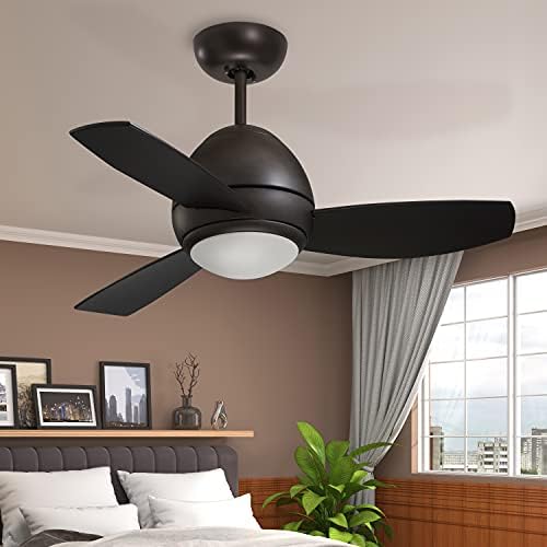 Plemeniti kućni stropni ventilator s daljinskim, 44 inča | Moderna učvršćenja s prigušenim LED -om i uklonjivim svjetlosnim