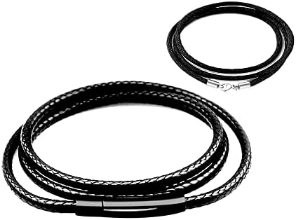 2 mm crna vodootporna pletena kožna ogrlica lanac od voštanog užeta za muškarce lanac od crnog čvrstog užeta s kopčom od