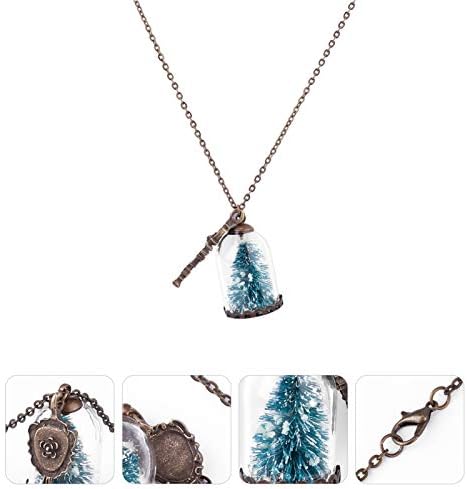 ValIclud božićno drvce u staklenoj ogrlici s ključnim privjeskom Choker Lank Sjaj u nakitu tamnog vrata za DIY Craft Party