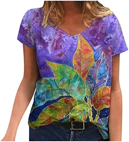 Bluza za tinejdžerke jesen ljetni kratki rukav 2023 odjeća v vrata pamučna grafička majica 1H 1H