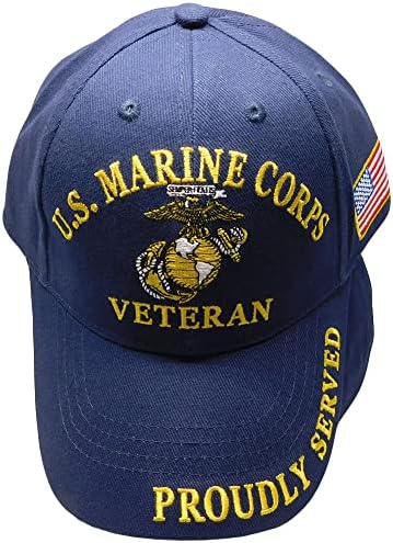 Veteran Marine Corps Ega ponosno je poslužio USA zastavicu mornarsko plavi pamuk Podesivi vezeni kapu za bejzbol šešir Službeno