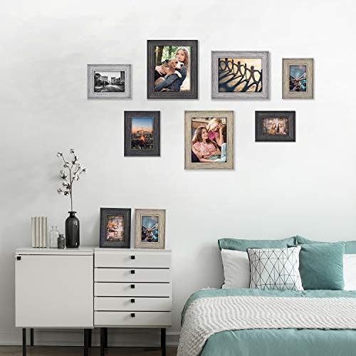 Boichen 5x7 Frame - okviri za slike Rustikalni okvir za fotografije crne seoske kuće Set za zid sa staklenim poklopcem pozlaćenih