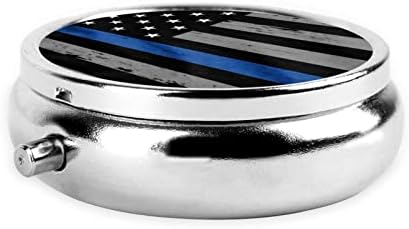 Američka tanko plava linijska kutija za zastavu, kutija s okruglim tabletama, metalna kutija za tablete s tri odjela, jednostavan