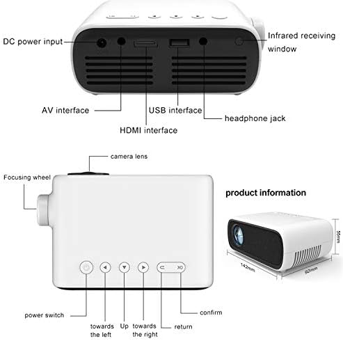 Mini filmski projektor s podržanim 1080p, prijenosni video projektor za prijenosno računalo/telefon, pametni LED džepni kućni