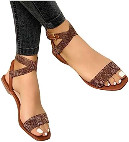 Ljetne sandale za žene čipkaju up Strappy ravne sandale udobne sandale na plaži casual Strappy sandale