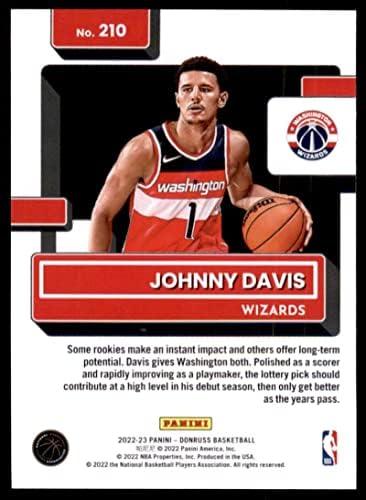Johnny Davis RC 2022-23 Donruss 210 NM+ -MT+ NBA košarkaški čarobnjaci ocijenjeni rookie