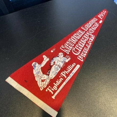 1950. Philadelphia Phillies Whiz Kids NL Champs Team potpisala vintage zastavica JSA - bejzbolske ploče vintage karte