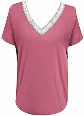 Ženske ljetne košulje, jednobojni pulover s izrezom u obliku slova u, prugasta tunika, nova majica kratkih rukava, Temperamentna