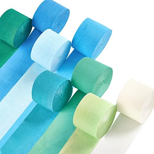 Partywoo Crepe papir Streamers 12 valjaka plave i zelene krep papir
