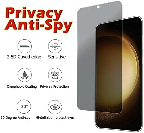 Zaštitna folija Ytaland Privacy Screen Protector za Samsung Galaxy S23 Plus 6,6 cm, [2 pakiranja] Zaštitni sloj od kaljenog