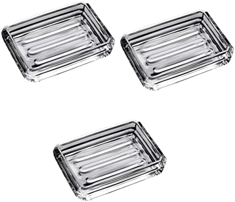 Zerodeko 3PCS držač pravokutna kuhinja sapun za pribor osjetljivo jelo za čuvanje ploča staklo Squaure pult kupaonica prozirna