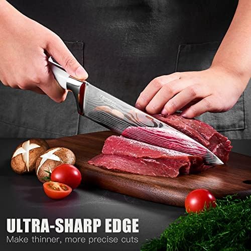 TopFeel Professional Chef Nofe Set Njemački kuhinjski noževi od nehrđajućeg čelika, 3pcs Ultra oštri japanski bijeli noževi