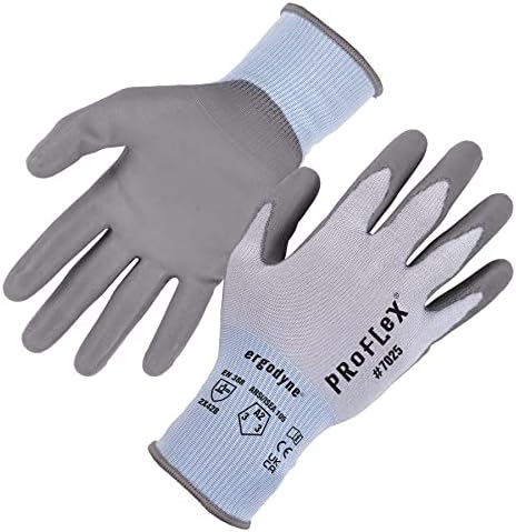 Ergodyne proflex 7025 rezane rezane radne rukavice, ANSI A2, PU obložene palme za fleksibilno bez klizanja, otporni na abraziju,