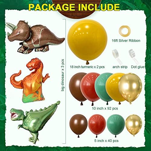 Dinosaur balon Garland Arch komplet za rođendansku zabavu Opskrba urlaka od folije ukrasi Zeleno žuto smeđe crvene balone