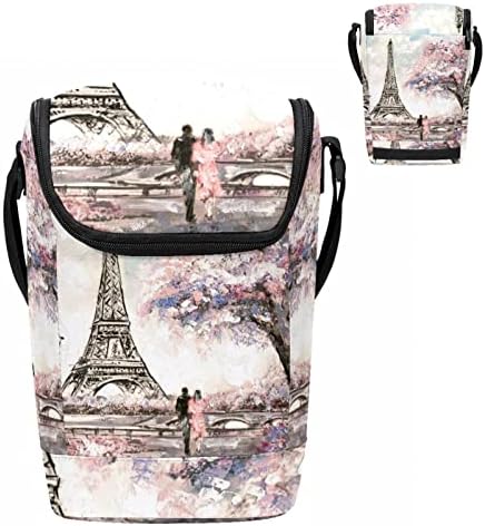 Kutija za ručak za žene, kutija za ručak za muškarce, mala torba za ručak, uzorak akvarela s cvijećem pariškog Eiffelovog