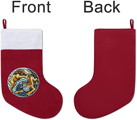 Yin Yang Lion Tiger božićne čarape čarapa Xmas stablo Djeda Djeda ukrasi Viseći ukrasi za odmor za kamin 16.5