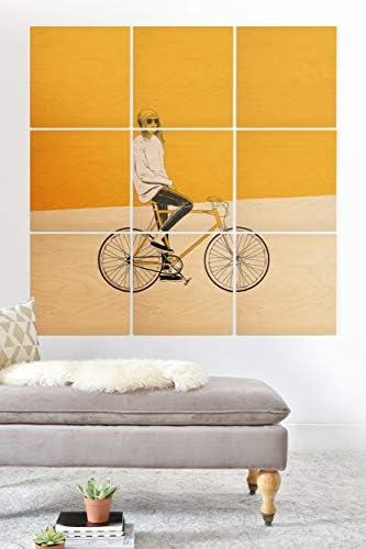 Društvo6 žuti crveni vuk bicikl zid zida, 4 'x 4'