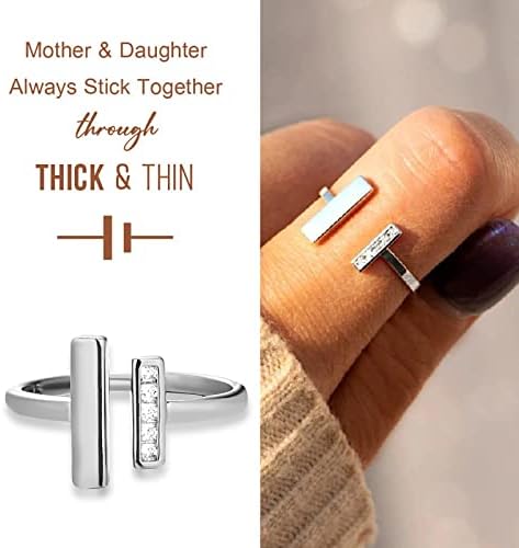 Prsten za majku i kćer debeli i tanki prstenovi uvijek se drže zajedno otvoreni podesivi prsten od kubičnog cirkonija za