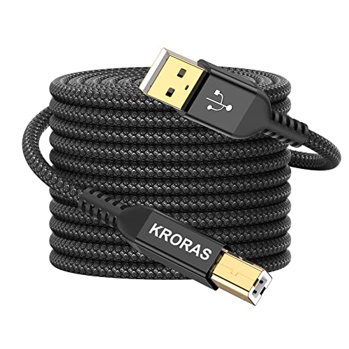 Kabel za pisač KRORAS USB 2.0 dužine 10 metara, USB konektor tipa A priključak B, high-speed kabel skener za HP, Canon, Dell,