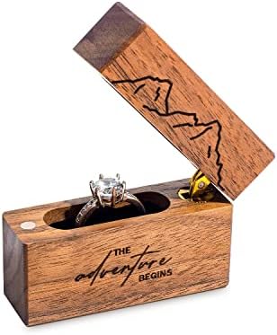 WisList drveni zaručnički prsten kutija Mali vitki ravni prsten za prijedlog, vjenčanje