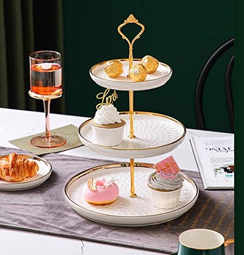COFELIFE 3 sloj keramičkih kolača - elegantni stalak za desert za desert - pladanj za posluživanje peciva za čajnu zabavu,