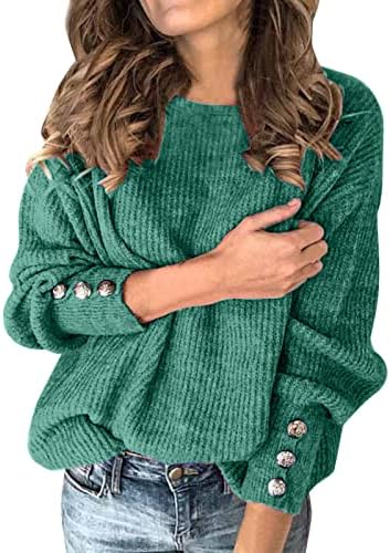 Mtsdjskf ženske dukseve v vrat dugi rukavi pleteni vrhovi gumb čipkaste obloge košulje cvrkutne dukseve tople košulje pulovera
