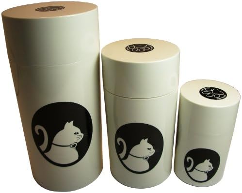 Pawvacs set od 3 vakuum zapečaćena posuda za spremanje hrane za kućne ljubimce; Bijela kapa i tijelo/crna mačka