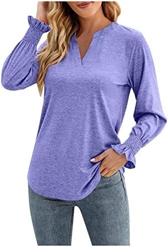 Ženske elegantne čvrste boje vrhovi ležerne košulje s dugim rukavima s džepom labavi fit elegantne bluze pulovera