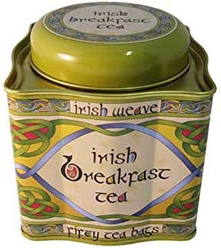 Kraljevska tara pakirana set od 1 irski keltski visoki križ kosti Kina i 1 čaj za doručak - irski tkani limen za višekratnu