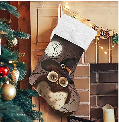 Alaza božićne čarape sretna Halloween Vintage Forest Owl Bird Classic Personalizirani veliki čarapasti ukrasi za obiteljsku