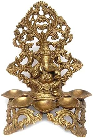 Sharvgun Ganesha s 5 diya mesinga statue molitva molitve Pooja Home Temple Dekoracija Figurica 4,63 lbs, 11 inča