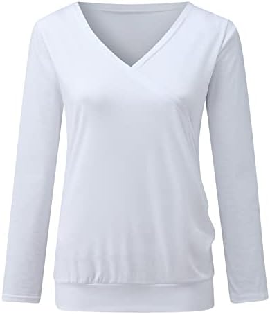Osnove plus žene modni solidni vrhovi košulja casual labava gornja bluza s v-izrezom Elegantna žena s dugim rubljem