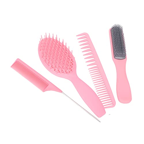 4pcs set češalj za kosu, ružičasti putopis prijenosni odvajanje četkica za četkicu za kosu za muškarce i žene kod kuće kosa