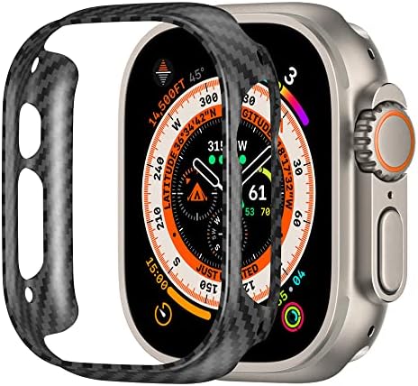 Iiteeology kompatibilna s Apple Watch Ultra Carbon Fiber futrolom, originalno aramidsko vlaknasti vitki poklopac za zaštitni