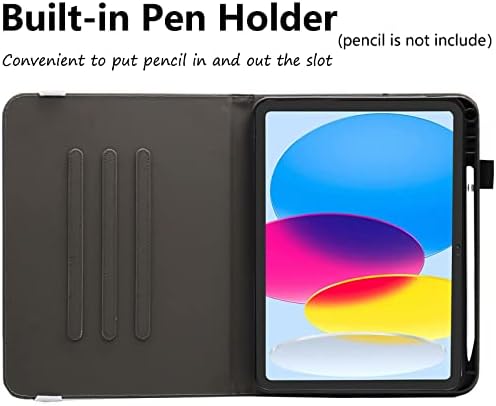 Slučaj za 10. generaciju 2022, iPad 10,9 inčni kućište s držačem olovke, dluggs multi-kutni pogled zaštitni stalak kožna