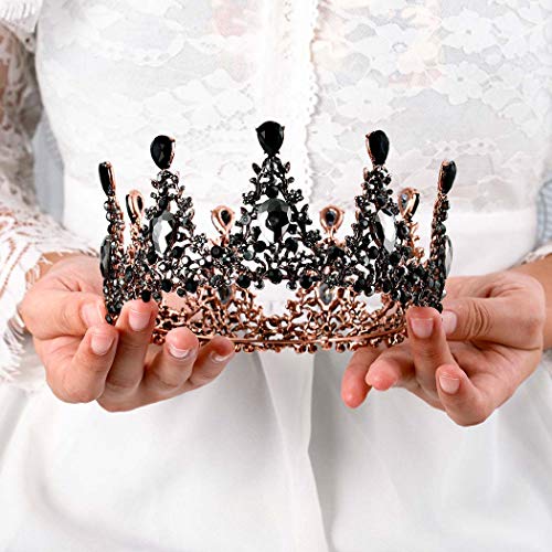 Gangel crne barokne krune Vintage vjenčane brončane princezine tijare s ukrasom od kristala i rhinestona kruna Pribor za